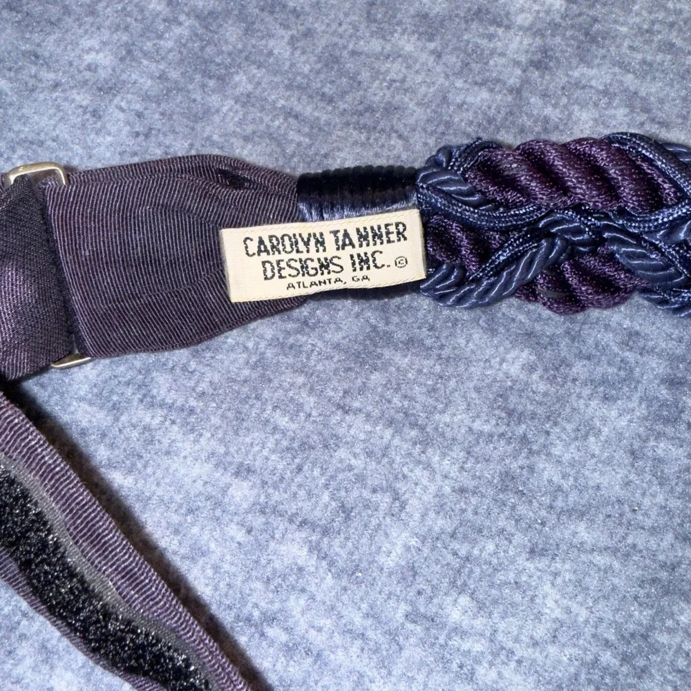 Carolyn Tanner Designs Braided Cord Belt Navy Purple Gold Hook Loop Adjustable
